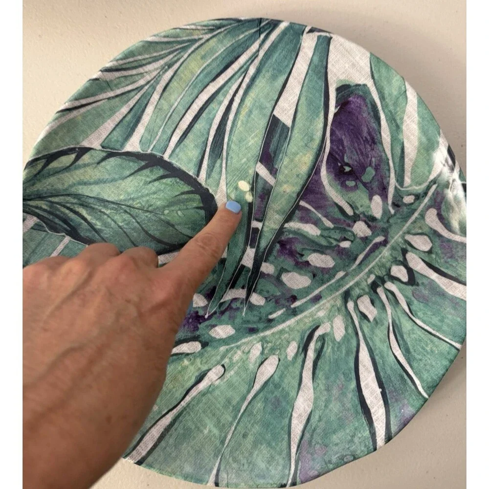 Tommy Bahama Melamine Plates Dinner Tropical Leafy Summer Pool